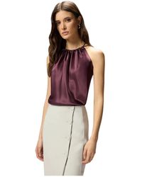 Pinko - Tops ,Paars ,Polyester Carota Top Satin - Lyst
