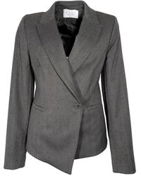 Kaos - Jassen ,Grijs ,Polyester Double-Breasted Jacket Met Lurex-Inzet - Lyst