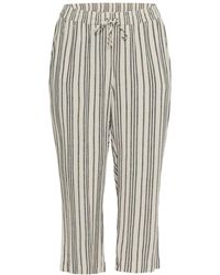 Kaffe - Gestreifte Cropped Hose Moonstruck/Schwarz - Lyst
