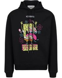 Iceberg - Reguläre schwarze passform hoodie mit spongebob-druck und logo-stickerei - Lyst
