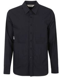 Aspesi - Overhemden ,Blauw ,Katoen Comfort Nylon En Katoen Poplin Overhemd - Lyst