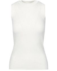 Sportmax - Tops ,Wit ,Jersey Mouwloze Top Met Ronde Hals - Lyst