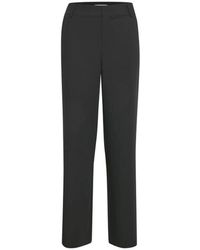 Gestuz - Broeken ,Zwart ,Polyester Zwarte Broek Met Rechte Pijpen - Lyst