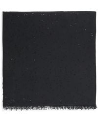 Brunello Cucinelli - Schwarzer kaschmir seidenschal mit pailletten - Lyst