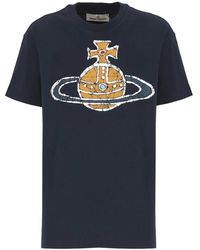 Vivienne Westwood - Camiseta de algodón azul con estampado orb - Lyst