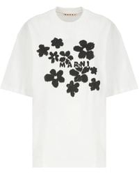 Marni - Katoenen T-Shirt Met Ronde Hals En Korte Mouwen - Lyst
