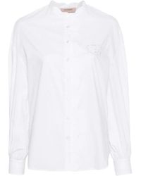 Twin Set - Camisas twin-set blancas de popelina de algodón - Lyst
