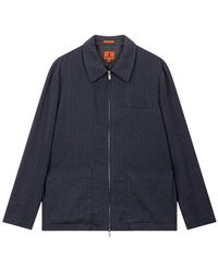 Barena - Jassen ,Blauw ,Linnen Overshirt Met Rits - Lyst