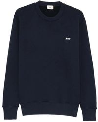 Autry - Hoodies & Sweatvesten ,Blauw ,Katoen Geborduurde Logo Crewneck Sweatshirt - Lyst