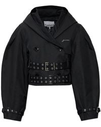 Ganni - Bonded Cotton Short Trench Jacket - Lyst