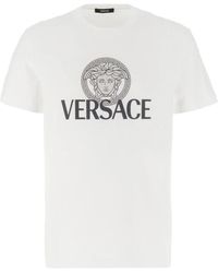 Versace - Tops ,Wit ,Katoen Casual Katoenen T-Shirt Voor Mannen - Lyst