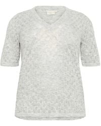 Kaffe - Grau Melange Strickpullover Sweater - Lyst