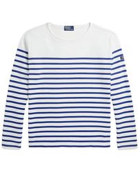 Ralph Lauren - Gestreiftes shirt mit u-boot-ausschnitt, klassische passform - Lyst