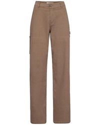 Sofie Schnoor - Gestreepte Tan/Bruine Loszittende Broek - Lyst