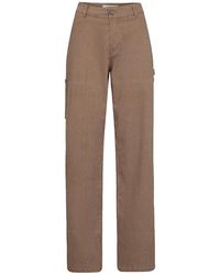 Sofie Schnoor - Gestreepte Tan/Bruine Loszittende Broek - Lyst