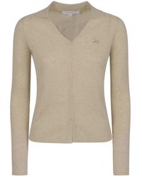 Maison Kitsuné - Truien & Vesten ,Katoen Baby Fox Fijn Gebreid Vest - Lyst