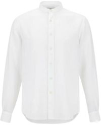 Aspesi - Band Collar Linnen Shirt - Lyst