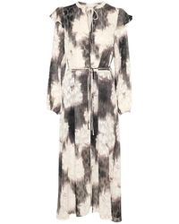 Inwear - Kleedjes ,Veelkleurig ,Polyester Bloemen Lange Jurk Met V-Hals - Lyst