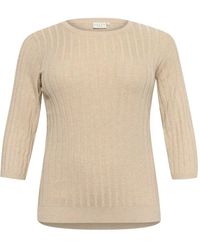 Kaffe - Federgrau melange ripp-pullover sweater - Lyst
