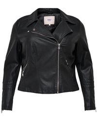 Only Carmakoma Imitatieleren Jack Curvy Biker - Zwart