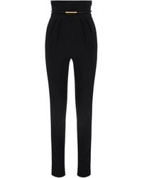 Elisabetta Franchi - Schwarze Leichte Crepe-Hose Mit Schmaler Passform - Lyst