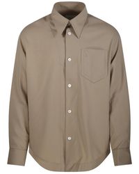 Ami Paris - Overhemden ,Wol Lange Mouwen Wijd Shirt Met Scherpe Kraag En Adc Reliëf - Lyst