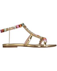 Gedebe - Schoenen ,Veelkleurig ,Leer Platte Schoenen Gouden - Lyst