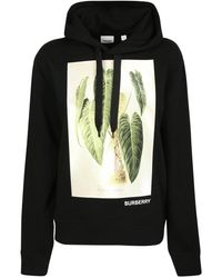 Burberry - Schwarzer hoodie mit grafikdruck für frauen - Lyst
