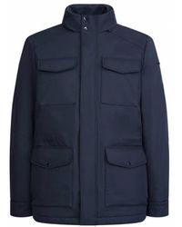 Geox - Jassen ,Blauw ,Polyester Stijlvolle Lichtgewicht Jas - Lyst