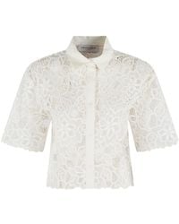 Ermanno Scervino - Witte Cropped Top Met All-Over Borduurwerk - Lyst