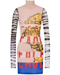 Moschino - Gedrukte Tule Jurk - Lyst