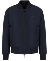 Emporio Armani - Jassen ,Blauw ,Polyester Reversible Bomber Jacket - Lyst