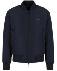 Emporio Armani - Jassen ,Blauw ,Polyester Reversible Bomber Jacket - Lyst