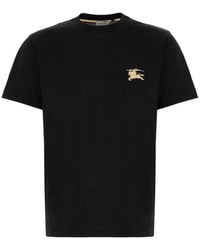 Burberry - Tops ,Zwart ,Katoen Knight Katoenen T-Shirt - Lyst