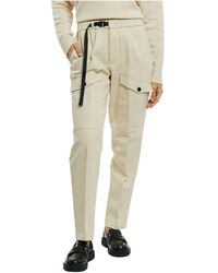 White Sand - Pantalone in cotone crema con vita regolabile - Lyst