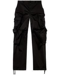 DIESEL - Pantaloni cargo in raso di cotone stretch - Lyst
