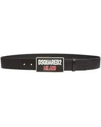 DSquared² - Logo Plaque Leren Riem - Lyst