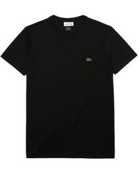 Lacoste - Tops ,Zwart ,Katoen Pima Cotton T-Shirt - Lyst