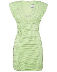 Philipp Plein - Kleedjes ,Groen ,Polyester Jersey Mini Jurk Strass Signature - Lyst