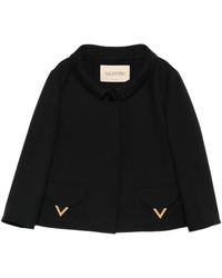 Valentino - Jassen ,Zwart ,Wol Vlogo Signature Wool Jacket - Lyst