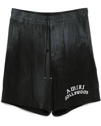 Amiri - Hollywood gerade geschnittene Shorts aus einer Modalmischung mit Logoflockdruck und Kordelzugbund - Lyst