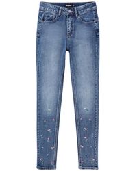 Desigual - Blaue abgenutzte jeans - Lyst