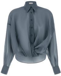 Brunello Cucinelli - Semi-Transparant Katoen Taft Zijden Blouse - Lyst