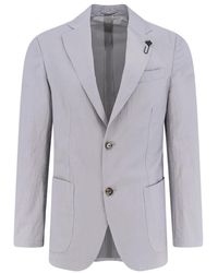 Lardini - Jassen ,Grijs ,Katoen Katoenen Blend Blazer - Lyst