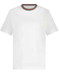 PS by Paul Smith - Bequemes baumwoll-t-shirt mit gestreiftem kragen - Lyst