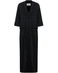 Silvian Heach - Lange Jurk Met Micro-Lurex En V-Hals - Lyst