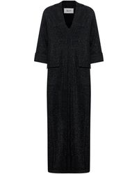 Silvian Heach - Langes Kleid Mit Mikro-Lurex Und V-Ausschnitt - Lyst