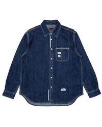 Evisu - Jassen ,Blauw ,Katoen Daicock Printed Shirt - Lyst