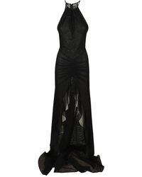 David Koma - Abito in mesh con ruched front & ruffle hem - Lyst