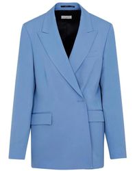Dries Van Noten - Jassen ,Blauw ,Wol Double-Breasted Blazer Met Relaxte Pasvorm - Lyst